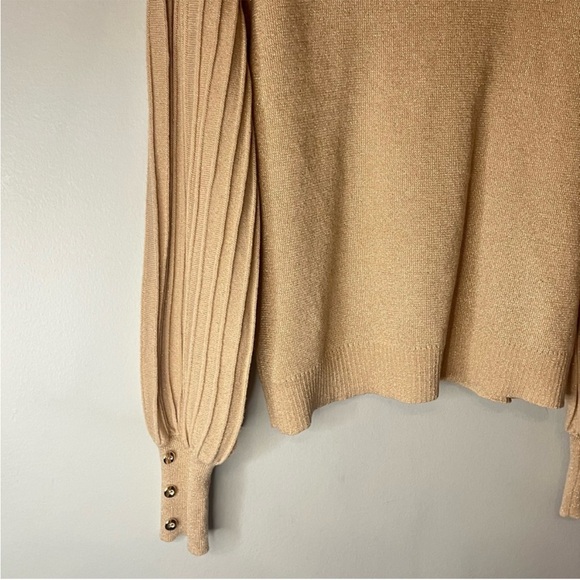 Nanette Lepore Metalic Gold Knit Sweater Scoop
Pullover Puffy Ribbed Sleeve Sz L - Picture 3 of 11